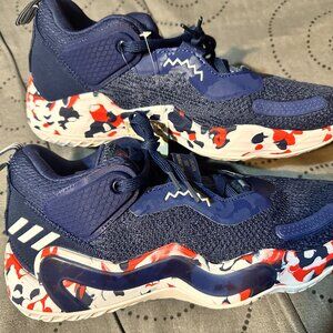 ADIDAS USA BASKETBALL BLUE RED WHITE SHOES SIZE 8.5 MEN NEW WITH TAG NO BOX $$$$